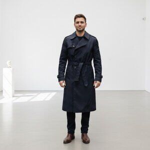 Military Army Trench Coat Men’s 40R Black Garrison Collection All Weather